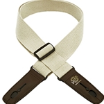 Henry Heller LIS049C2NAT/BRN Lock-It Straps Series - Cotton Nat Guitar Strap