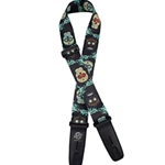 Henry Heller LIS103S38 Lock-It Straps Series - Plush Poly Sugar Skulls Guitar Strap