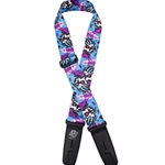 Henry Heller LIS105S46 Lock-It Straps Series - Plush Poly Blue Violet Skull Guitar Strap