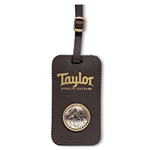 TAYLOR TLTC Taylor Leather Luggage Tag w /  Concho Chocolate Brown Gold Logo