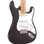 Vintage Guitars V6MRBK Strat Style Electric Distressed SSS