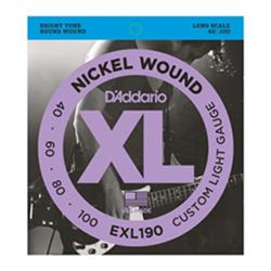 DADDARIO  EXL190 Nickel Wound Bass Guitar Strings, Custom Light, 40-100, Long Scale