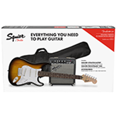 Squier 0371823032 Stratocaster Pack Laurel Fingerboard Brown Sunburst Gig Bag, 10G - 120V